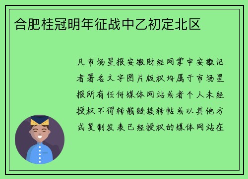 合肥桂冠明年征战中乙初定北区